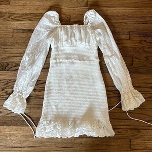 Women’s Finders white bandage dress with eyelit detail Size XS